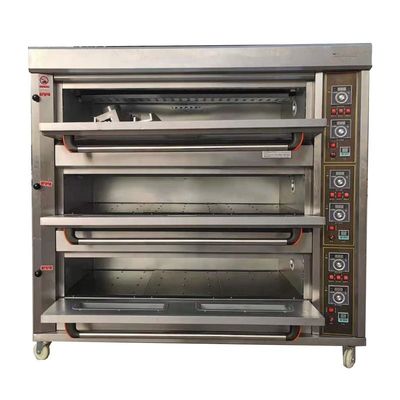 Raw Material Flour 3 Decks 9 Trays Gas Bakery Deck Oven 1760*890*1770mm for Food Shop