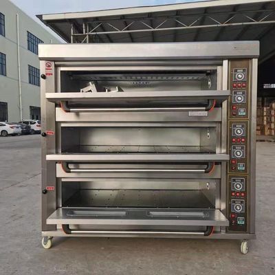 Raw Material Flour 3 Decks 9 Trays Gas Bakery Deck Oven 1760*890*1770mm for Food Shop