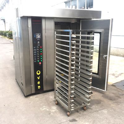 Trolley Rotating Way Clockwise Hot Air Circulation 16 Trays Gas Rotary Oven for Bakery
