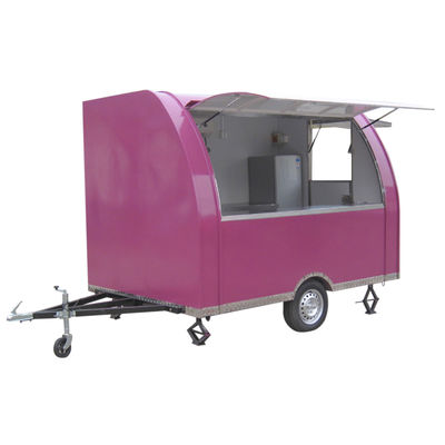 Street Outdoor Fast Food Truck with 4 Road Wheels and Snack Food Making Equipment