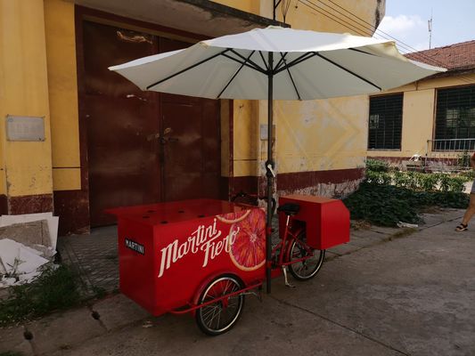 Fruit Juice Candy Donut Display Bicycle Cart Mobile Food Cart with 2450*930*970mm Size
