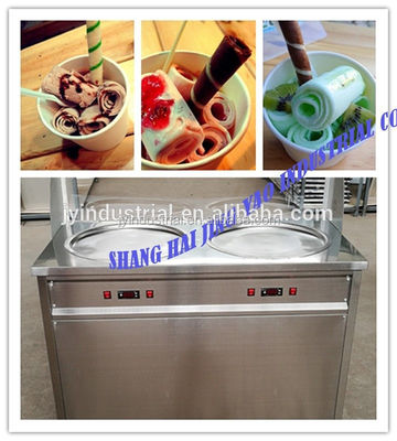 Ice Cream Silver Double Pan Fried Rolls Machine for Homemade Frozen Delights