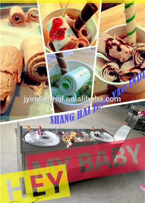 Ice Cream Silver Double Pan Fried Rolls Machine for Homemade Frozen Delights