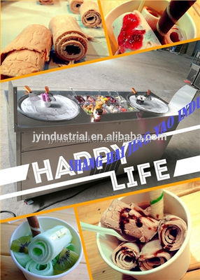 Ice Cream Silver Double Pan Fried Rolls Machine for Homemade Frozen Delights
