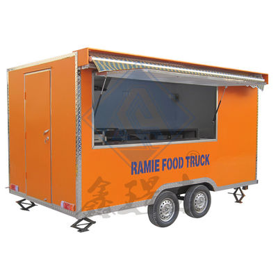 Long Service Life 4.5M Square Mobile Food Truck with Double Axles and 3KW Power