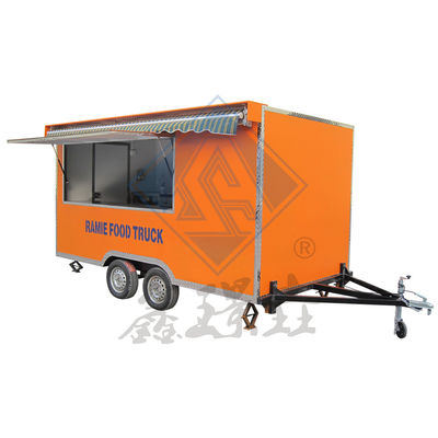 Long Service Life 4.5M Square Mobile Food Truck with Double Axles and 3KW Power