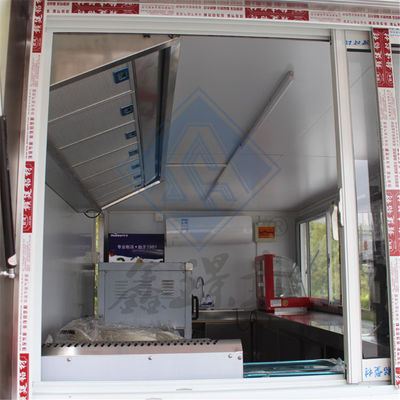 Long Service Life 4.5M Square Mobile Food Truck with Double Axles and 3KW Power
