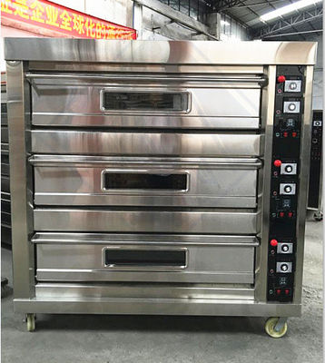 Gas Electric Multi-function Baking Oven for Commercial Hotels 3 Deck 6 Tray Capacity