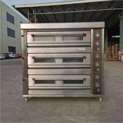 Gas Electric Multi-function Baking Oven for Commercial Hotels 3 Deck 6 Tray Capacity