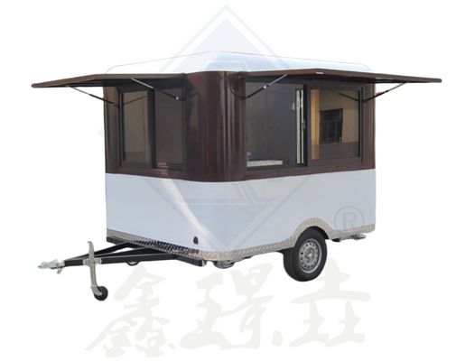 Food Service Trailer Cart for Outdoor Street Vending and Mobile Kitchen Serving Trolley