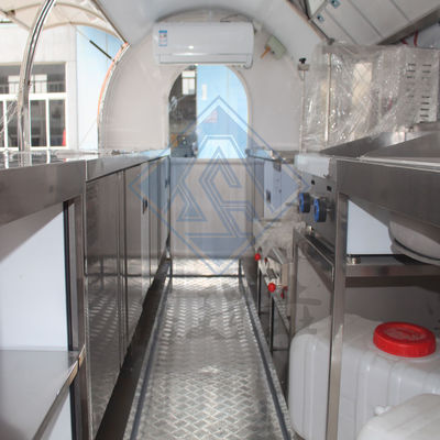 Outdoor Street Food Cart 500CM with Canopy Mobile Round Model Double Axles Food Truck
