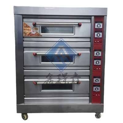 3 Deck 6 Trays 9 Trays Proofer Gas Deck Oven for Baking Milk in Commercial Pizza Oven
