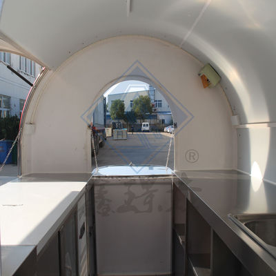 Outdoor Street Vending Customized 300CM Mobile Food Truck with Canopy and Round Model
