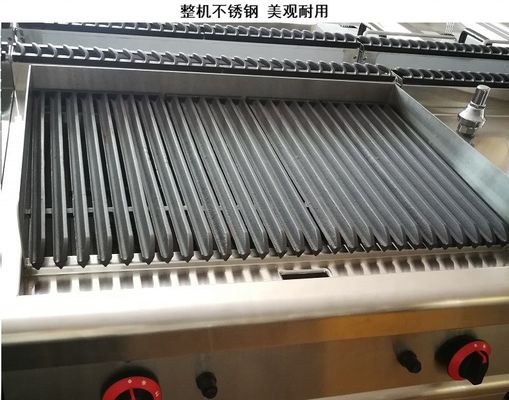 Commercial Gas Lava Stone Grill with Cabinet and Flame Safety Device in Sliver