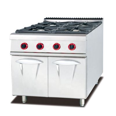 Freestanding Commercial Food Preparation Stove with 4 Burner and Storage Cabinet