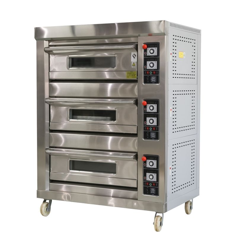 High Productivity Bakery Oven for Baking Cake 3 Cabinets Oven Thermometers and Year 2020