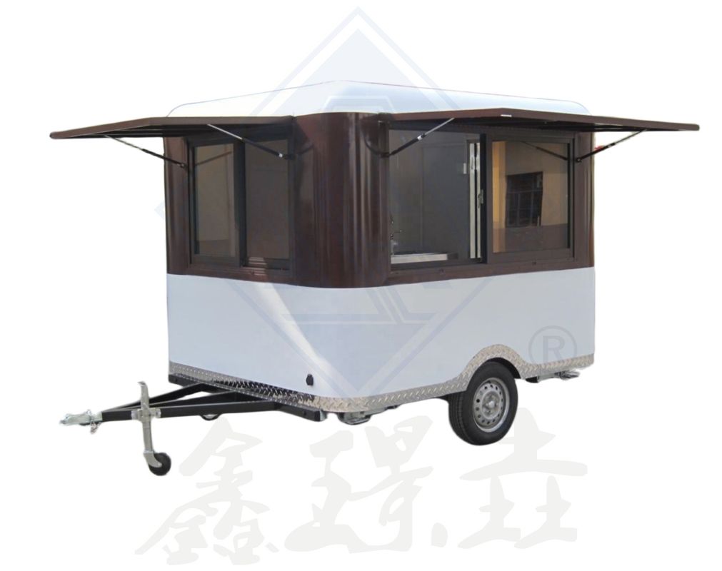 Food Service Trailer Cart for Outdoor Street Vending and Mobile Kitchen Serving Trolley