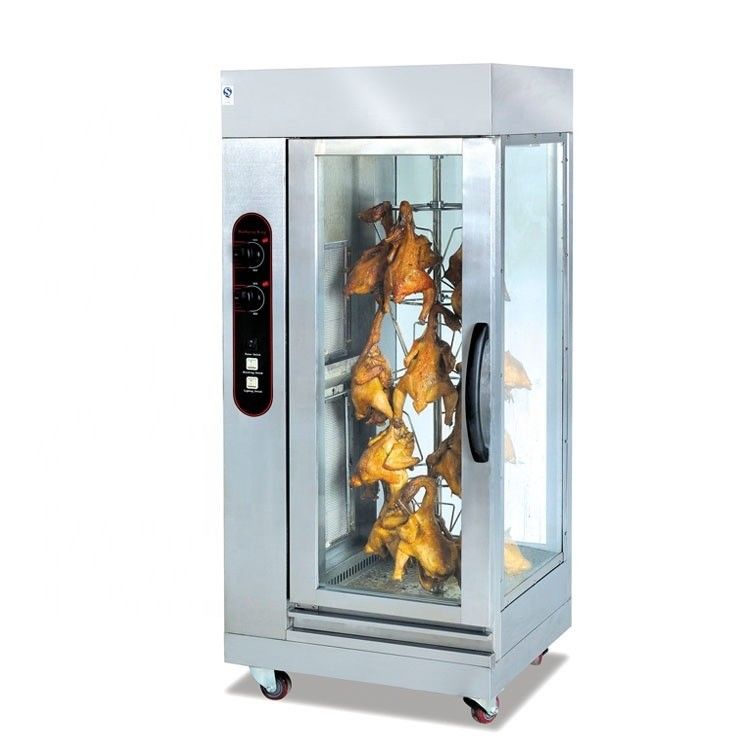 High Capacity Gas Rotisserie Oven for 16 Chickens 77kg Weight and 220V Voltage