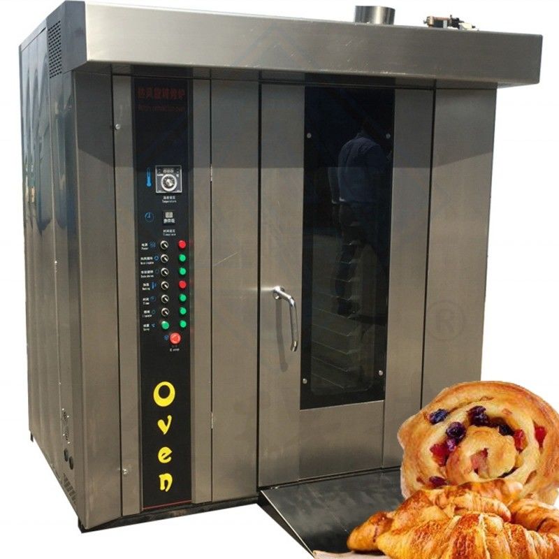 Stainless Steel Commercial 32 Trays Bread Cake Bakery Rotary Oven For Flour Mill